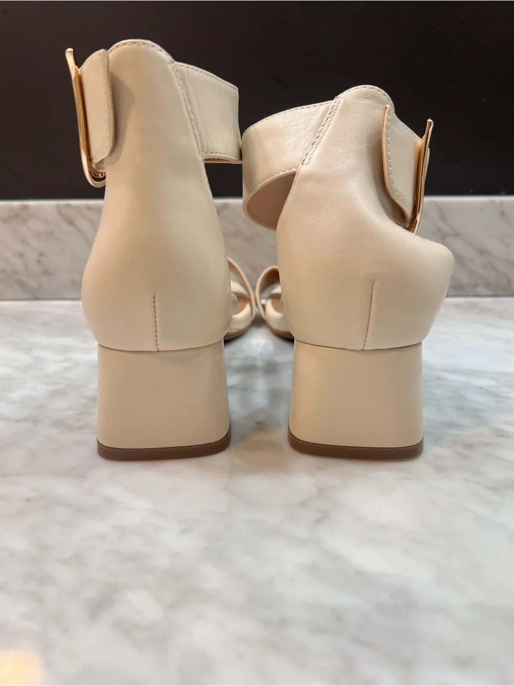 Aerosoles Eliza Women's Cream Block Heel Ankle Strap Sandals